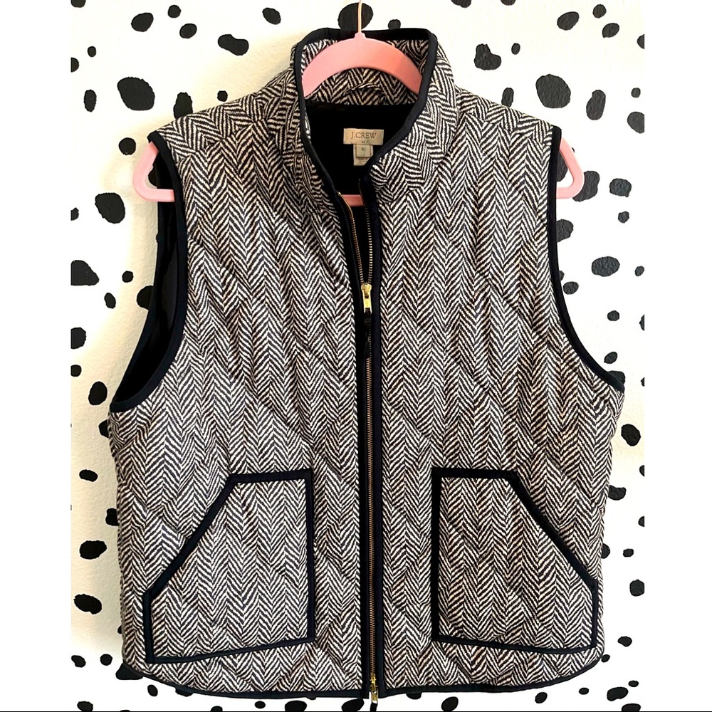 J. Crew Factory Herringbone Tweed Puffer Vest